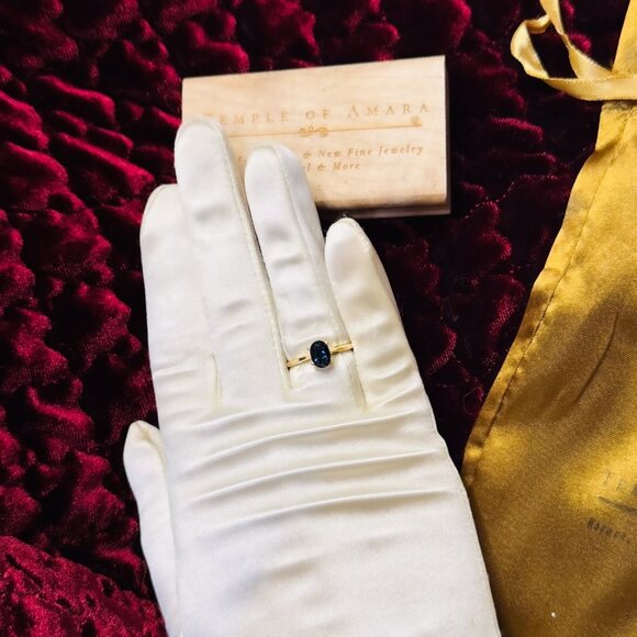 14K Gold Natural Blue Sapphire Ring - 1 Carat T.W. -VINTAGE Solitaire Size 6.5 - Picture 7 of 16